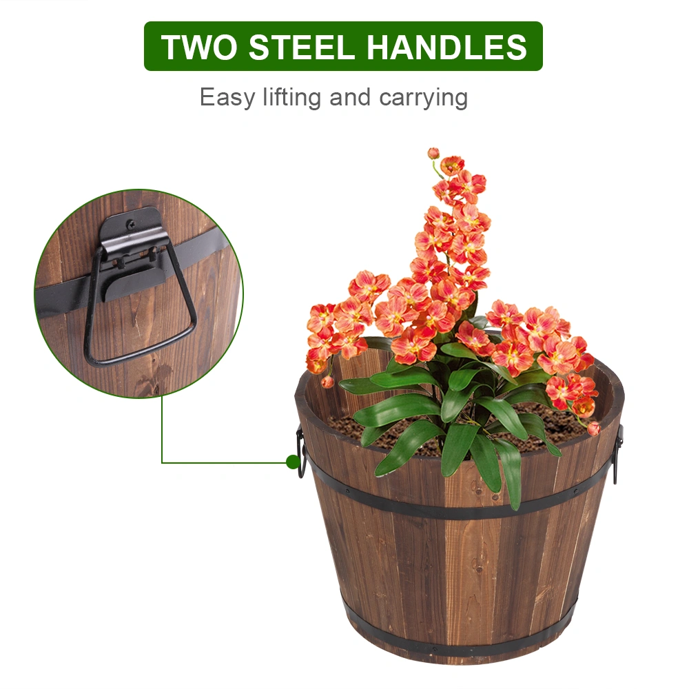 Outdoor Reinforced And Anticorrosive Wooden Pot Set Of Three view 8