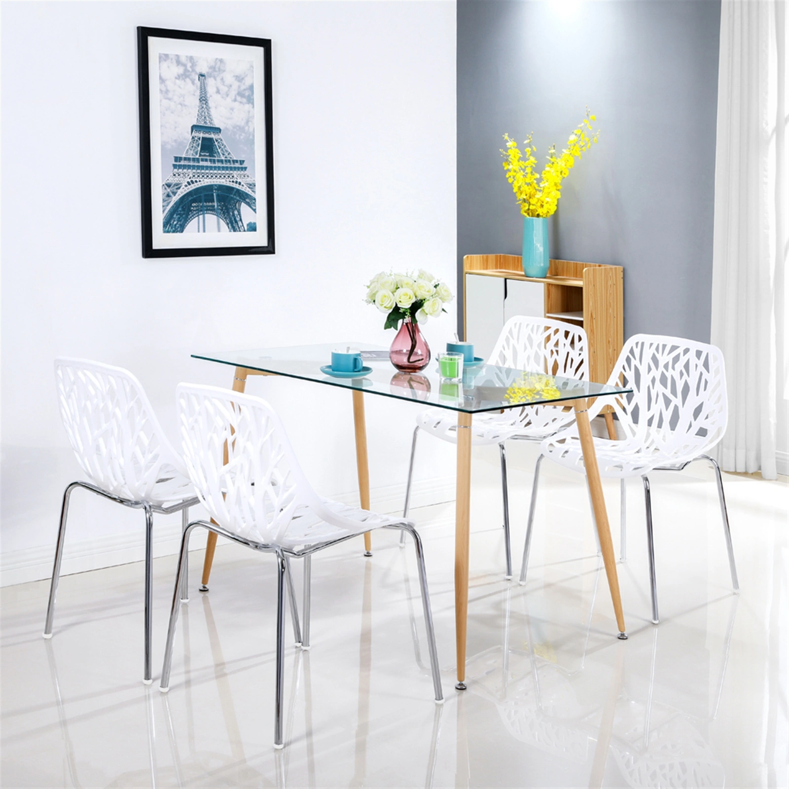 4pcs Bird's Nest Style Lounge Chair White view 37
