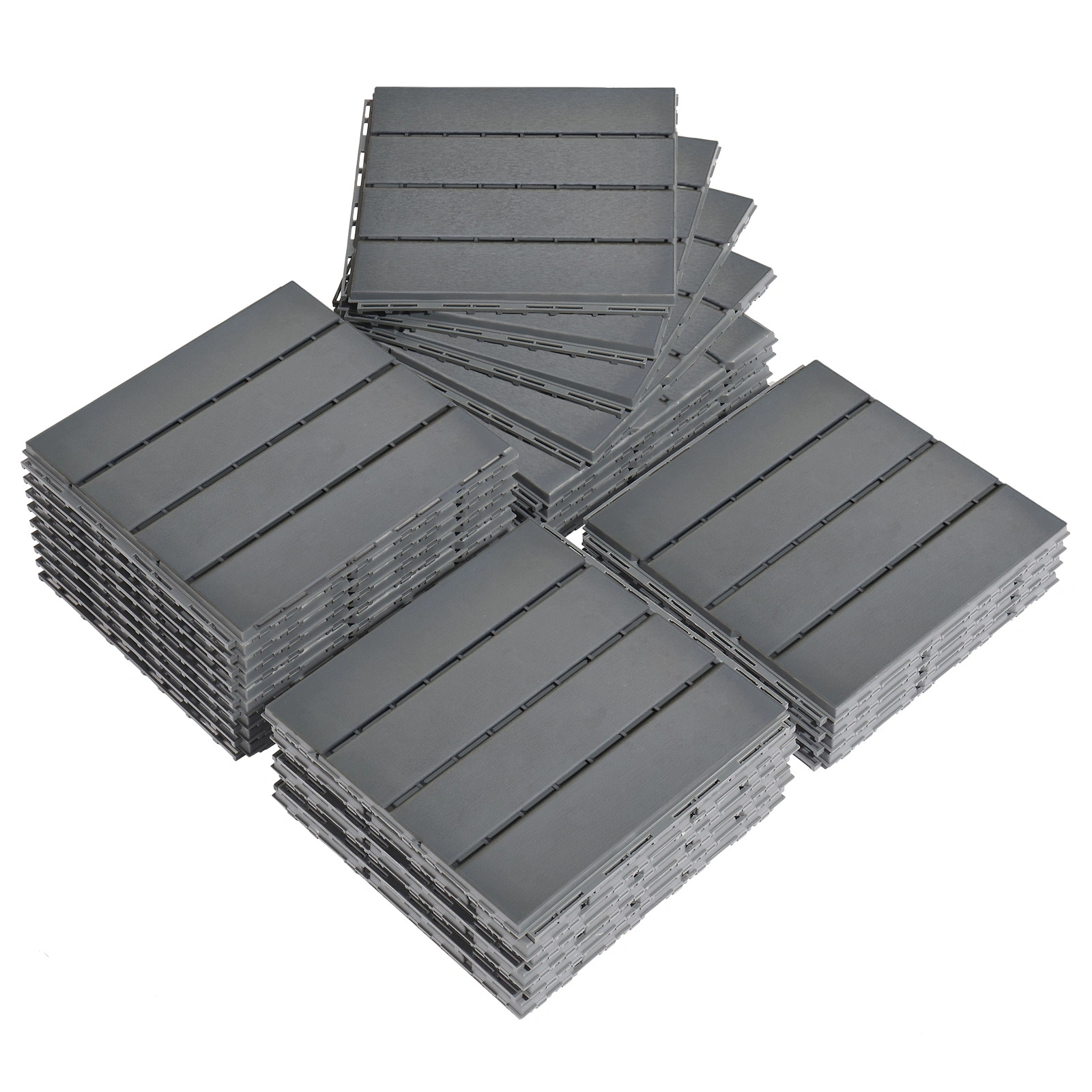 27 Pack Interlocking Deck Tiles 11.8"x11.8", Waterproof Plastic Flooring Tiles for Indoor Outdoor Patio Pool Balcony - Dark Grey