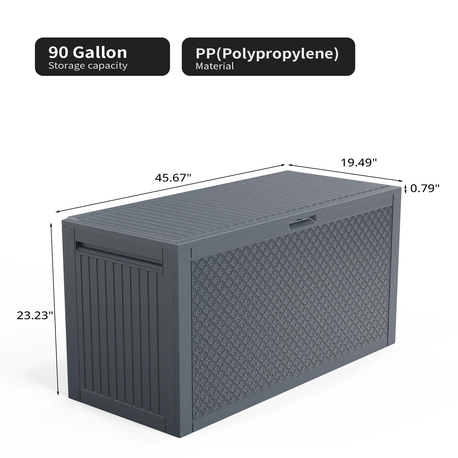 90gal Outdoor Garden Plastic Storage Deck Box Chest Tools Cushions Toys Lockable Seat view 4