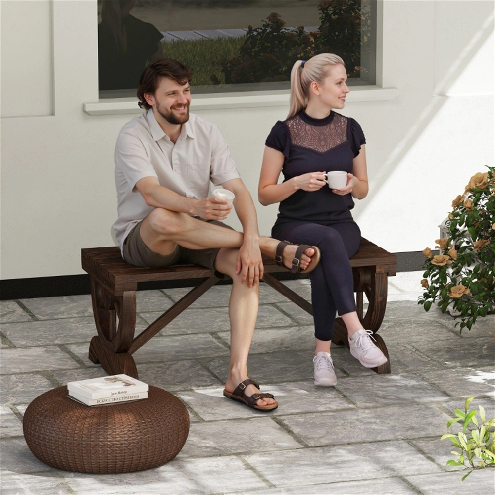 Outdoor Garden Bench & Chair, Heavy-Duty Metal Patio Bench, All-Weather Resistant Garden Seating for Backyard, Deck, Porch, Lawn, Entryway, Black