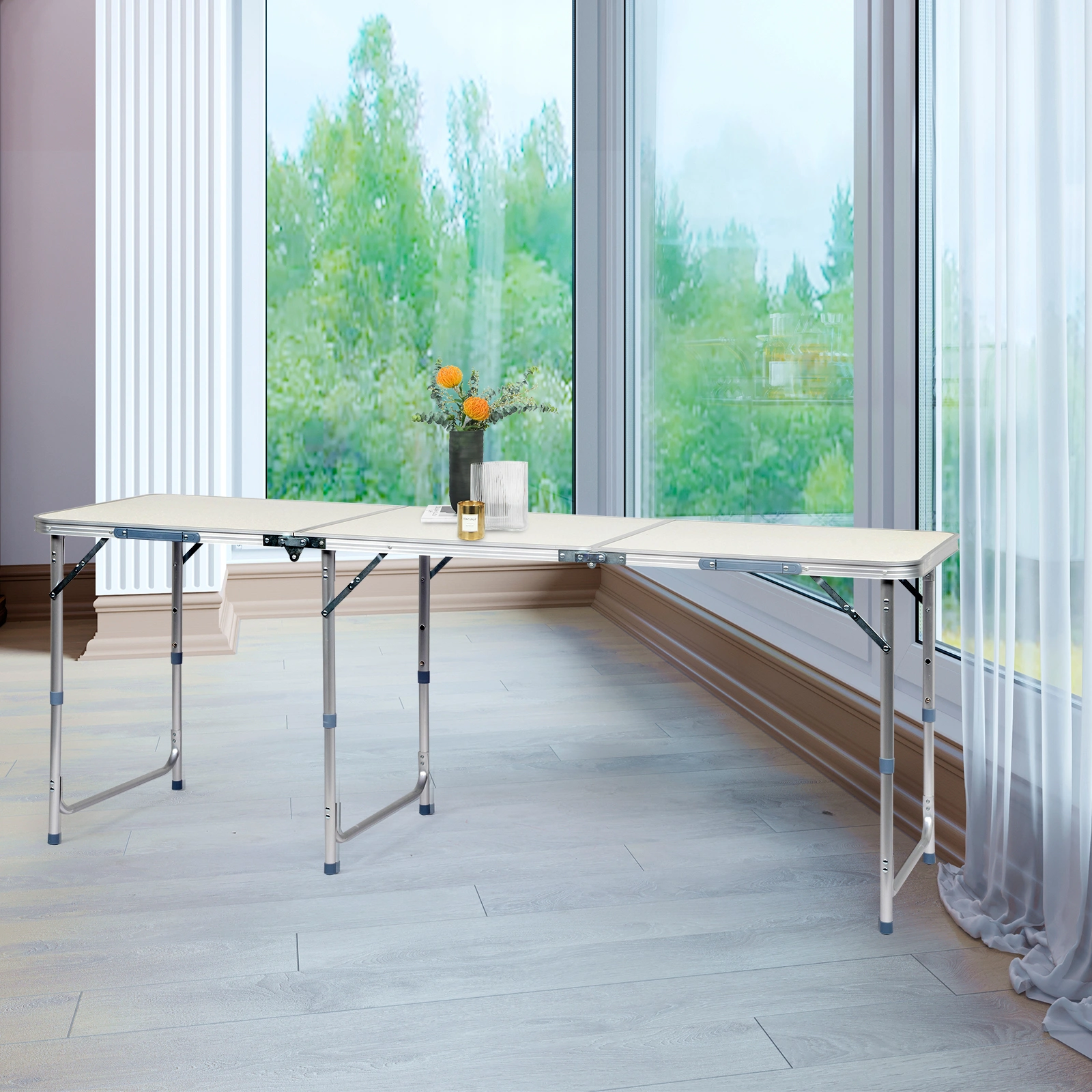 180 x 60 x 70cm Aluminum Alloy Folding Table White view 31