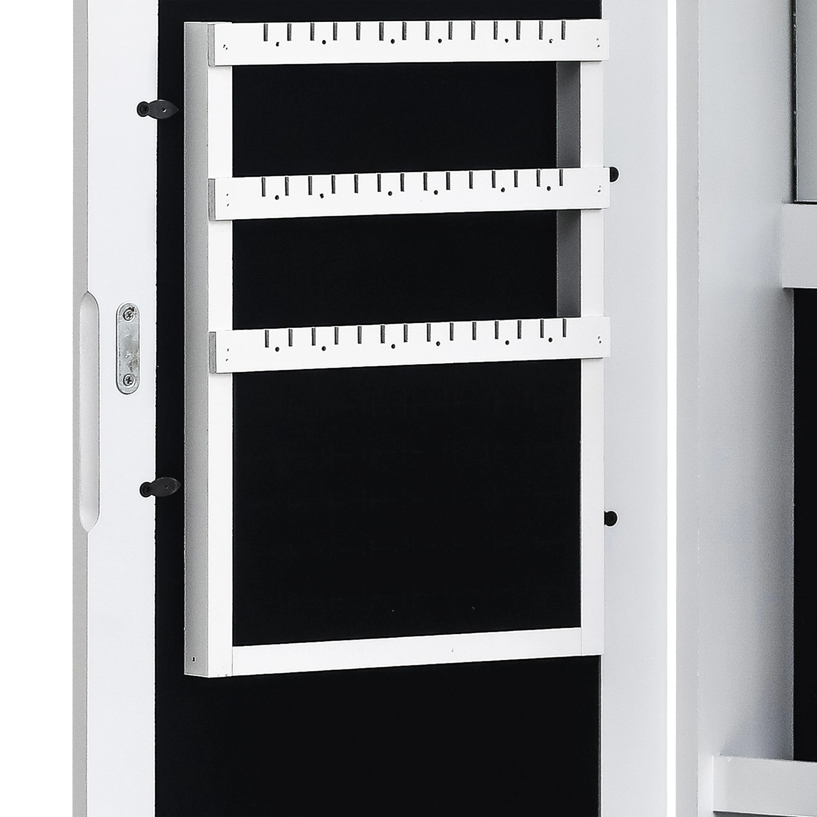 Simple PVC Wood Grain Coating Photo Storage Damp-proof Jewelry Mirror Cabinet White view 14