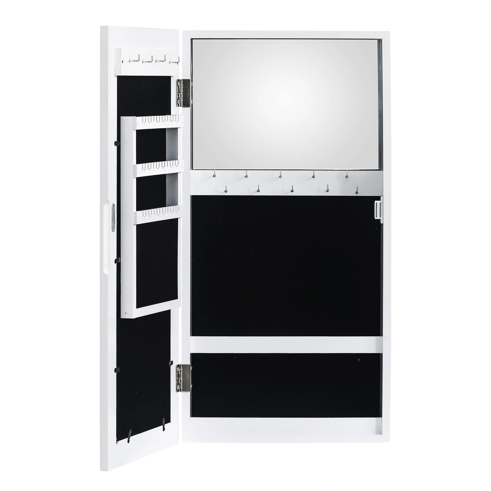 Simple PVC Wood Grain Coating Photo Storage Damp-proof Jewelry Mirror Cabinet White view 7