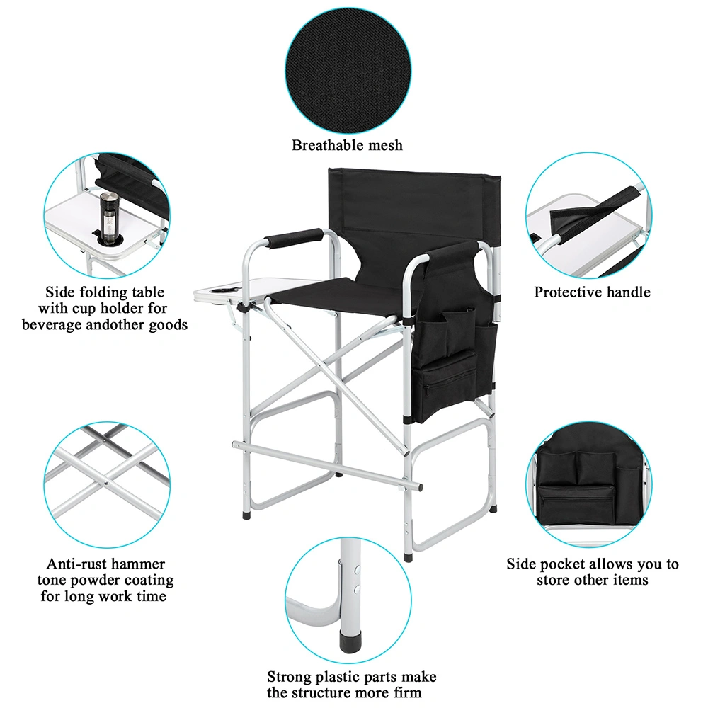 Silver White Iron Pipe Black Cloth Surface Plastic Sprayed Iron Round Pipe Director's Chair 103*60*499cm 120kg Without Carrying Bag view 14