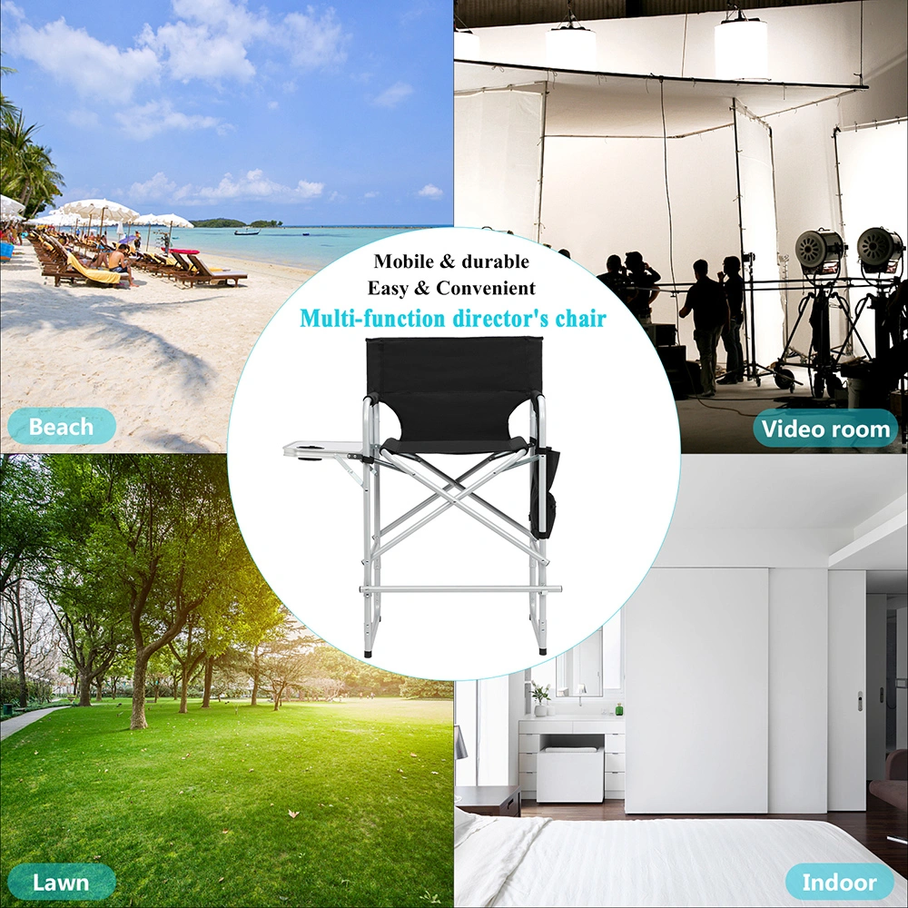 Silver White Iron Pipe Black Cloth Surface Plastic Sprayed Iron Round Pipe Director's Chair 103*60*499cm 120kg Without Carrying Bag view 22