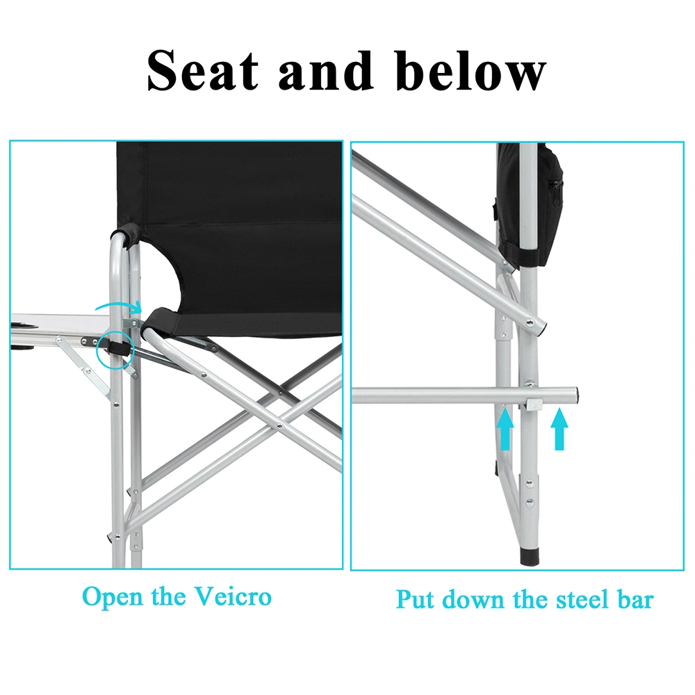 Silver White Iron Pipe Black Cloth Surface Plastic Sprayed Iron Round Pipe Director's Chair 103*60*499cm 120kg Without Carrying Bag view 7