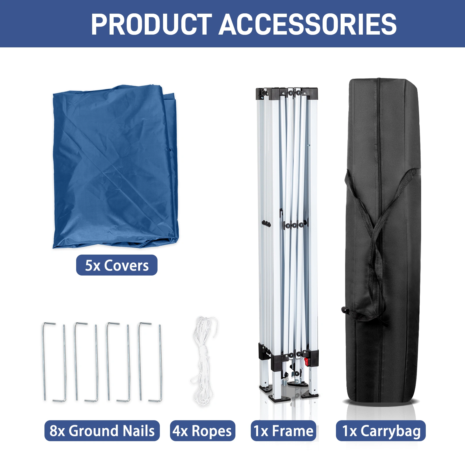 3 x 3m Two Doors & Two Windows Practical Waterproof Right-Angle Folding Tent Blue view 18