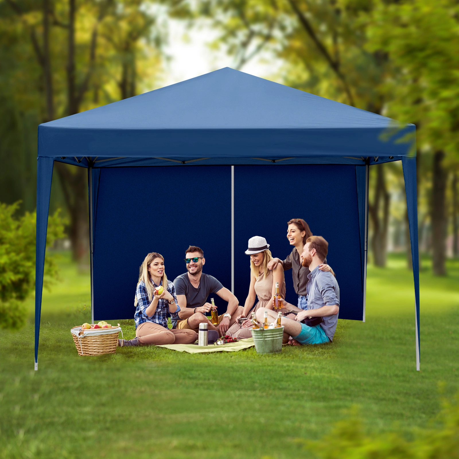 3 x 3m Two Doors & Two Windows Practical Waterproof Right-Angle Folding Tent Blue view 27