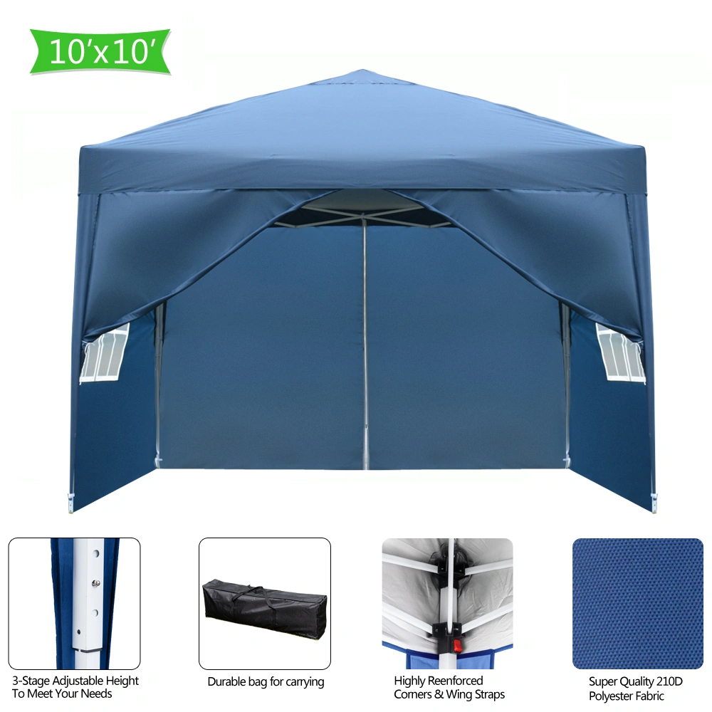3 x 3m Two Doors & Two Windows Practical Waterproof Right-Angle Folding Tent Blue view 30