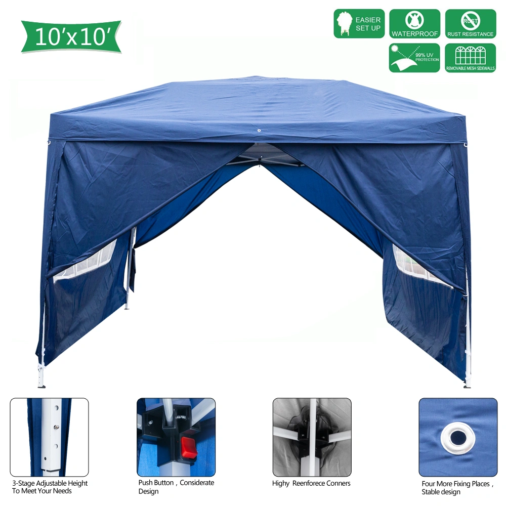 3 x 3m Two Doors & Two Windows Practical Waterproof Right-Angle Folding Tent Blue view 59