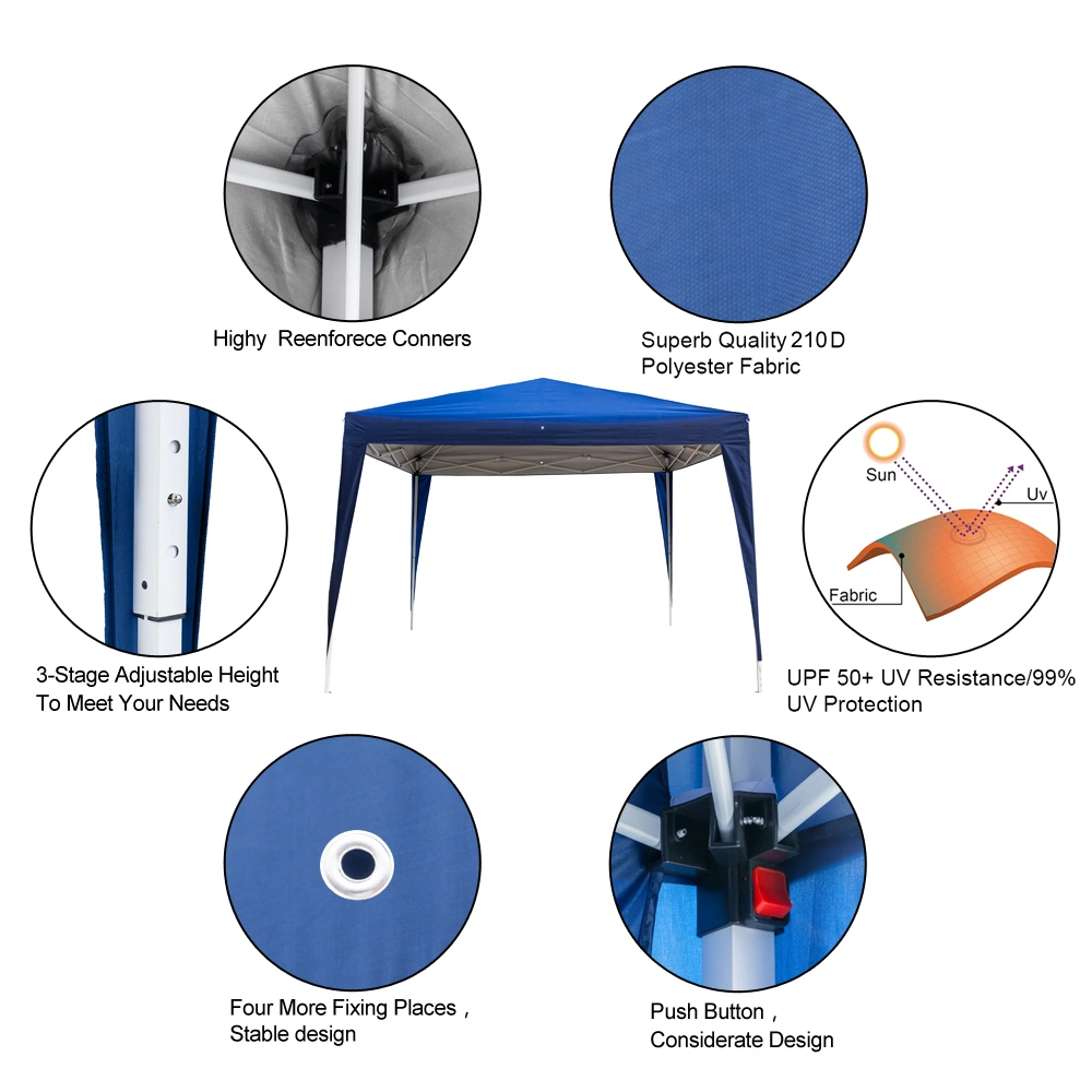 3 x 3m Two Doors & Two Windows Practical Waterproof Right-Angle Folding Tent Blue view 66