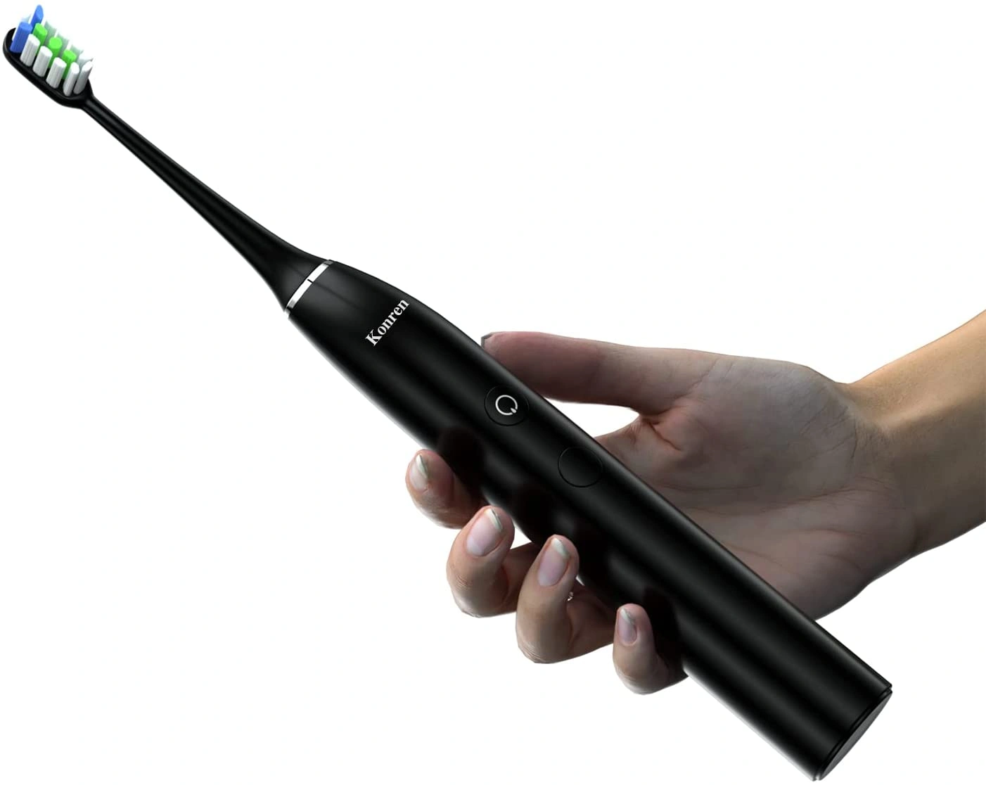 Konren Electric Toothbrush KR-W7 Sonic Rechargeable, 4 Brush Heads, Timer, 5 Modes & 3 Speeds, Travel Case, Black view 3