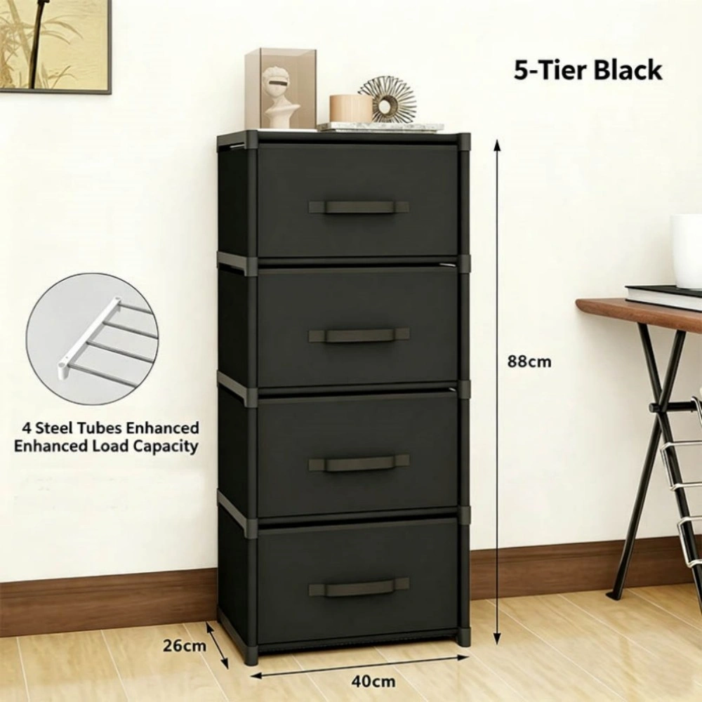 4 Drawer Storage Cabinet with Sturdy Steel Frame, Dresser Organizer Unit for Bedroom Living Room view 5
