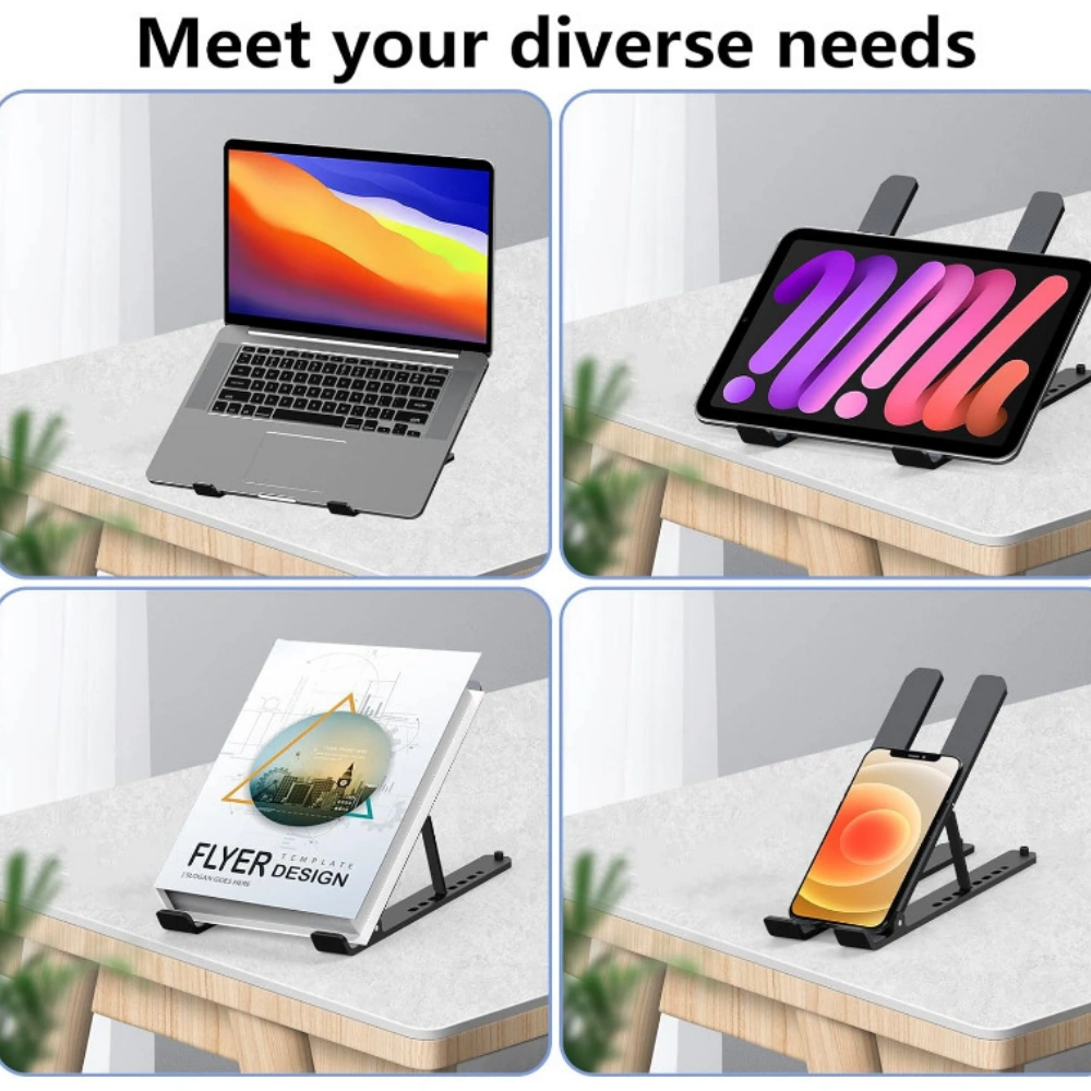Portable Laptop Stand Adjustable Foldable, Ergonomic Notebook Riser, Lightweight Tablet Holder for Desk, Compatible with MacBook, PC, iPad, Surface view 6