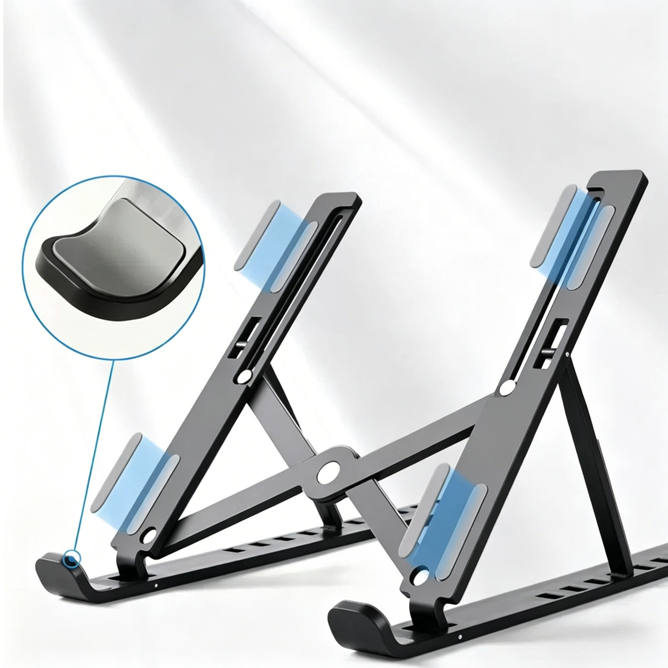 Portable Laptop Stand Adjustable Foldable, Ergonomic Notebook Riser, Lightweight Tablet Holder for Desk, Compatible with MacBook, PC, iPad, Surface view 9