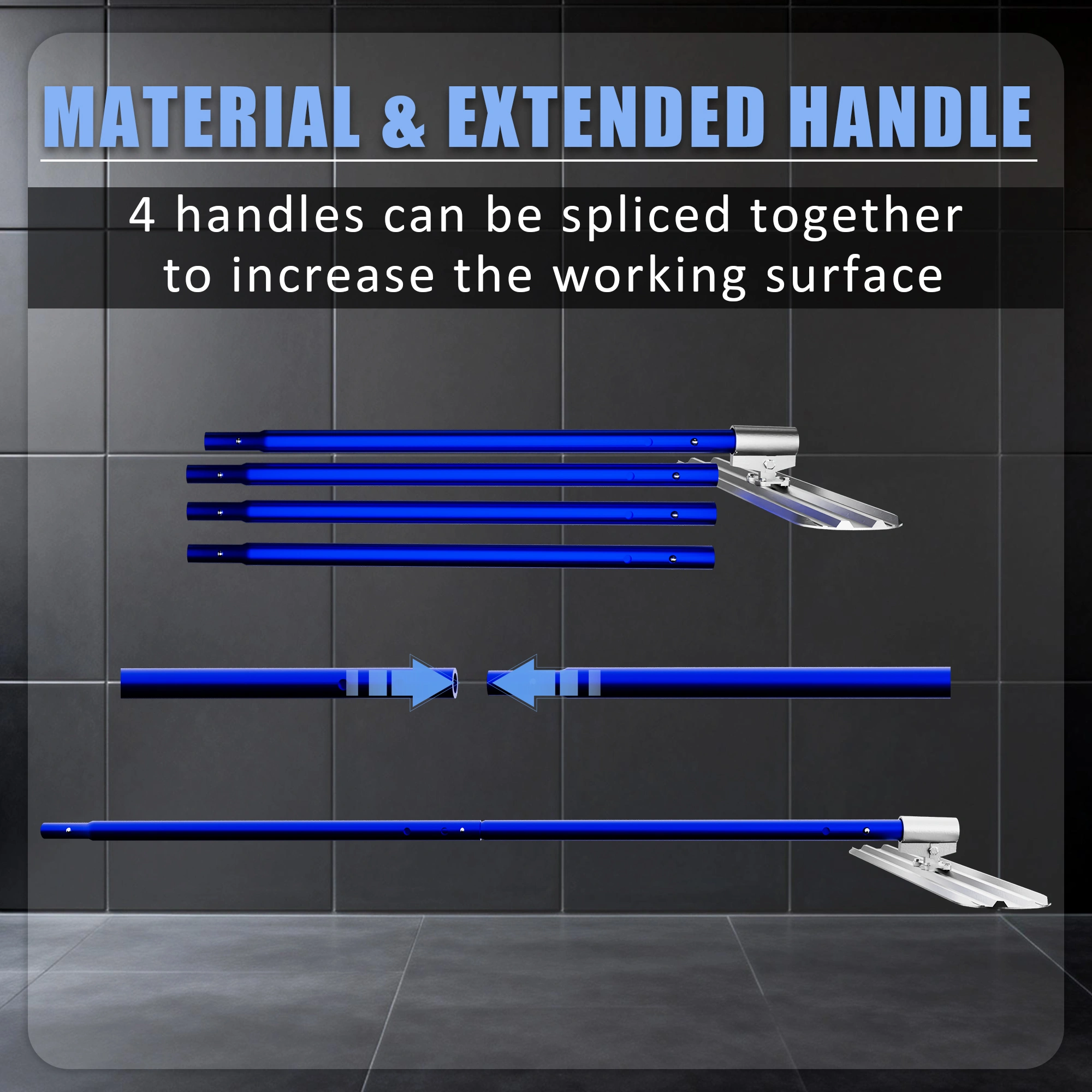 48×8 Inch Concrete Bull Float with Trowel, Aluminum Alloy Concrete Finishing Tool, Adjustable Handle & 4 Float Handles, Professional Smoothing for Construction Flooring view 2