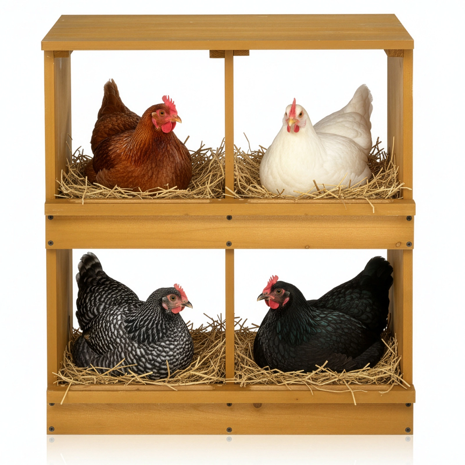 Nesting Boxes for Chickens, Wooden Chicken Nesting Box, Laying Eggs Nest Box for Chickens Hens Ducks, Yellow, 4 Compartments view 11