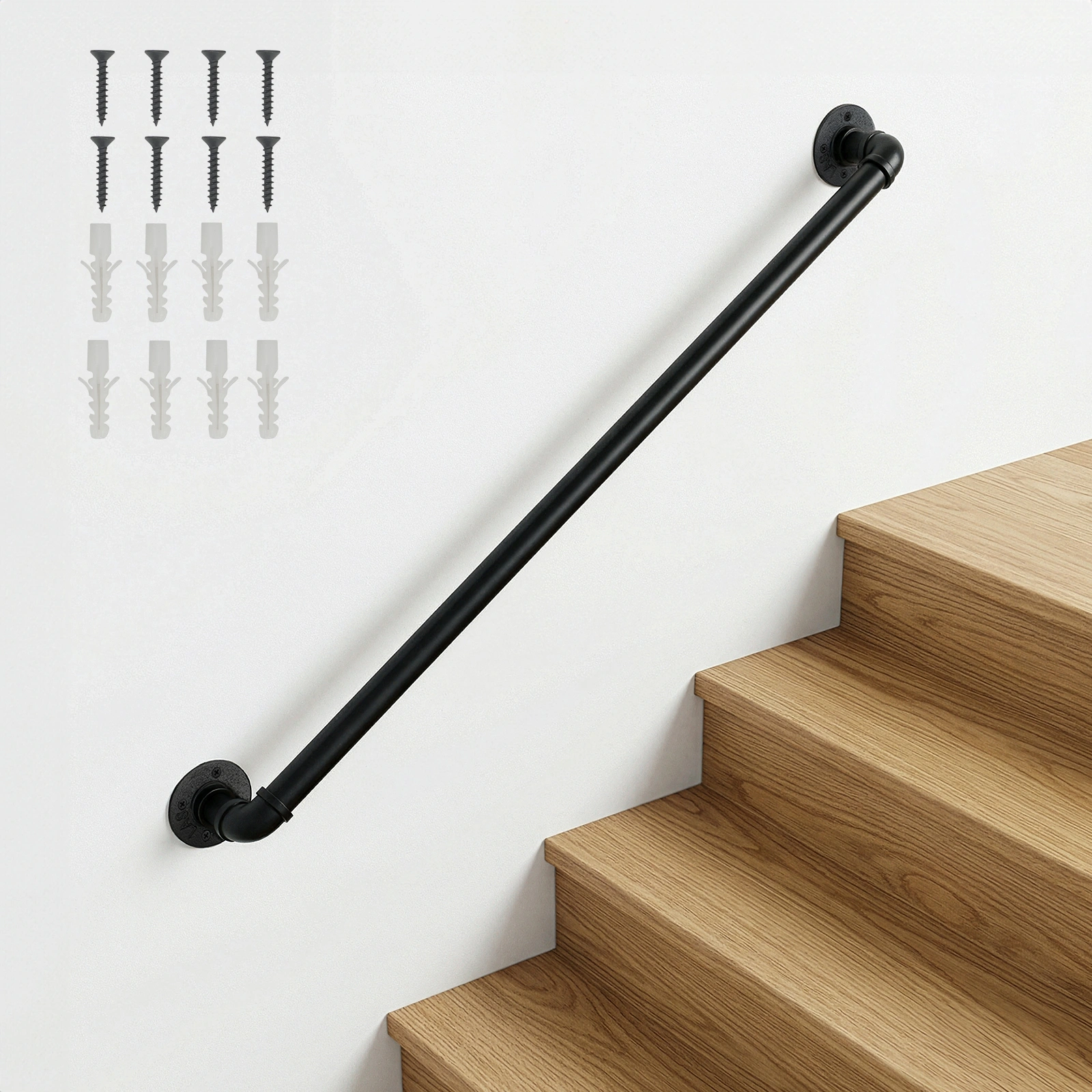 4FT iron courtyard stair handrail black view 11