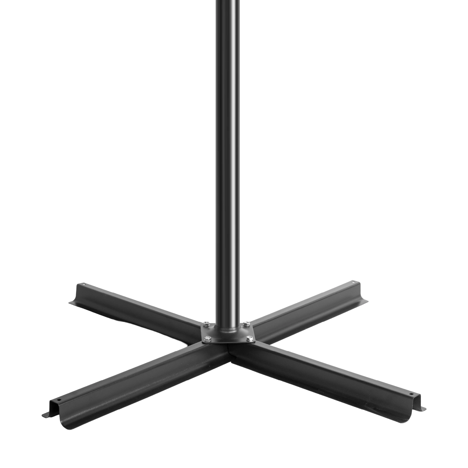 10FT Round Banana Hanging Patio Umbrella with 18 LED Lights, 6 Iron Ribs, Iron Straight & Curved Pole, Waterproof Polyester Canopy, with Stand Sleeve and Cross Base, Gray view 7