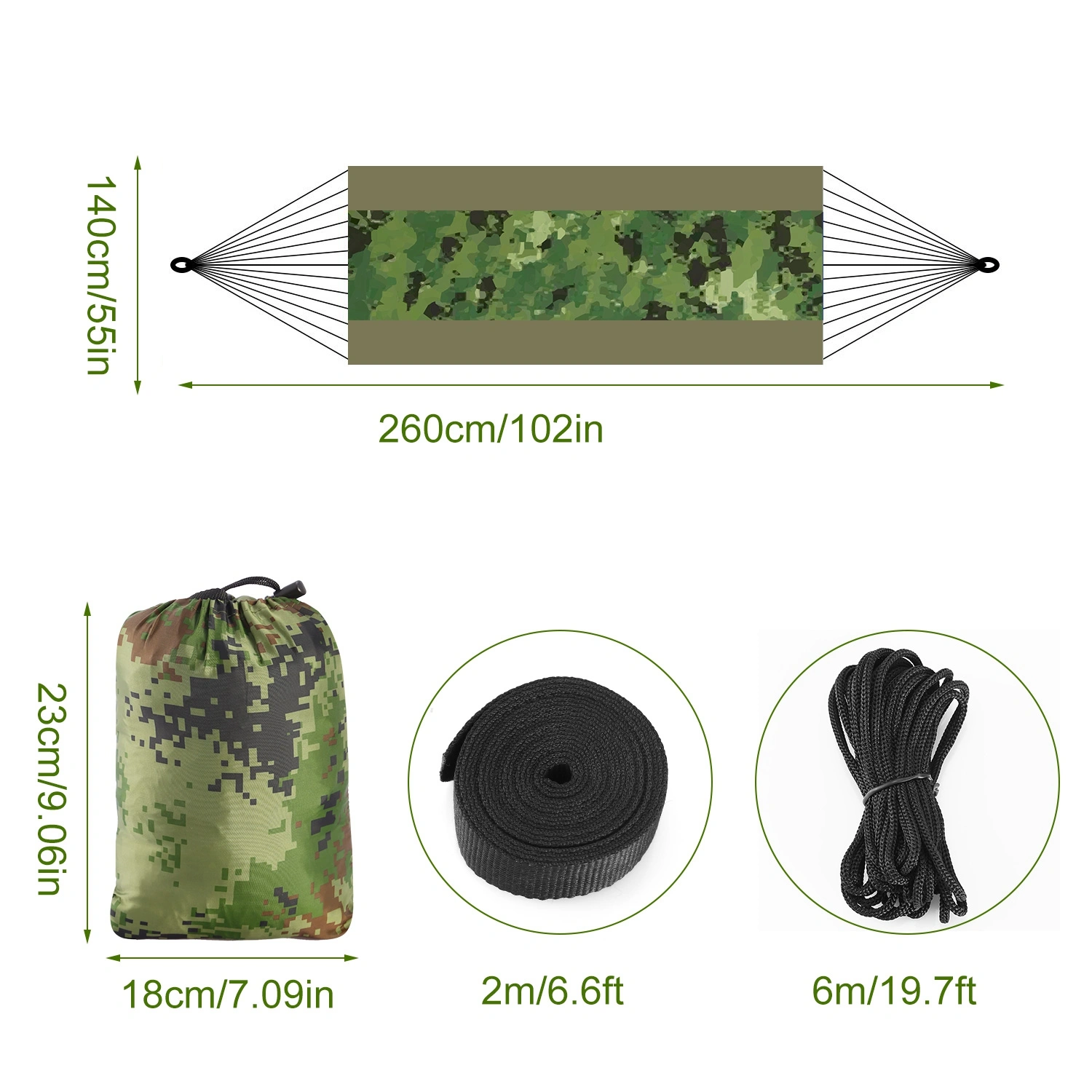 Portable Camping Hammock with Mosquito Net, 600lbs Double Hammock for 2 Person, Nylon Hanging Bed w/Straps Carabiners & Carry Bag for Outdoor Hiking view 9