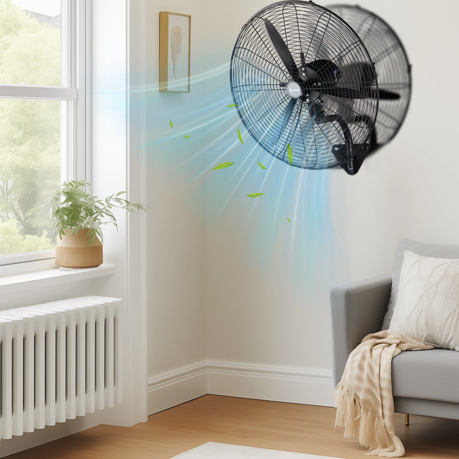 MFJ-EW50 20inch High Velocity Wall Mount Fan Oscillating,Industrial Fan with 4 Speed Ventilation,100% BLDC Copper Motor,4963CFM,,Heavy Duty Metal Fan for Outdoor, Indoor Use view 9