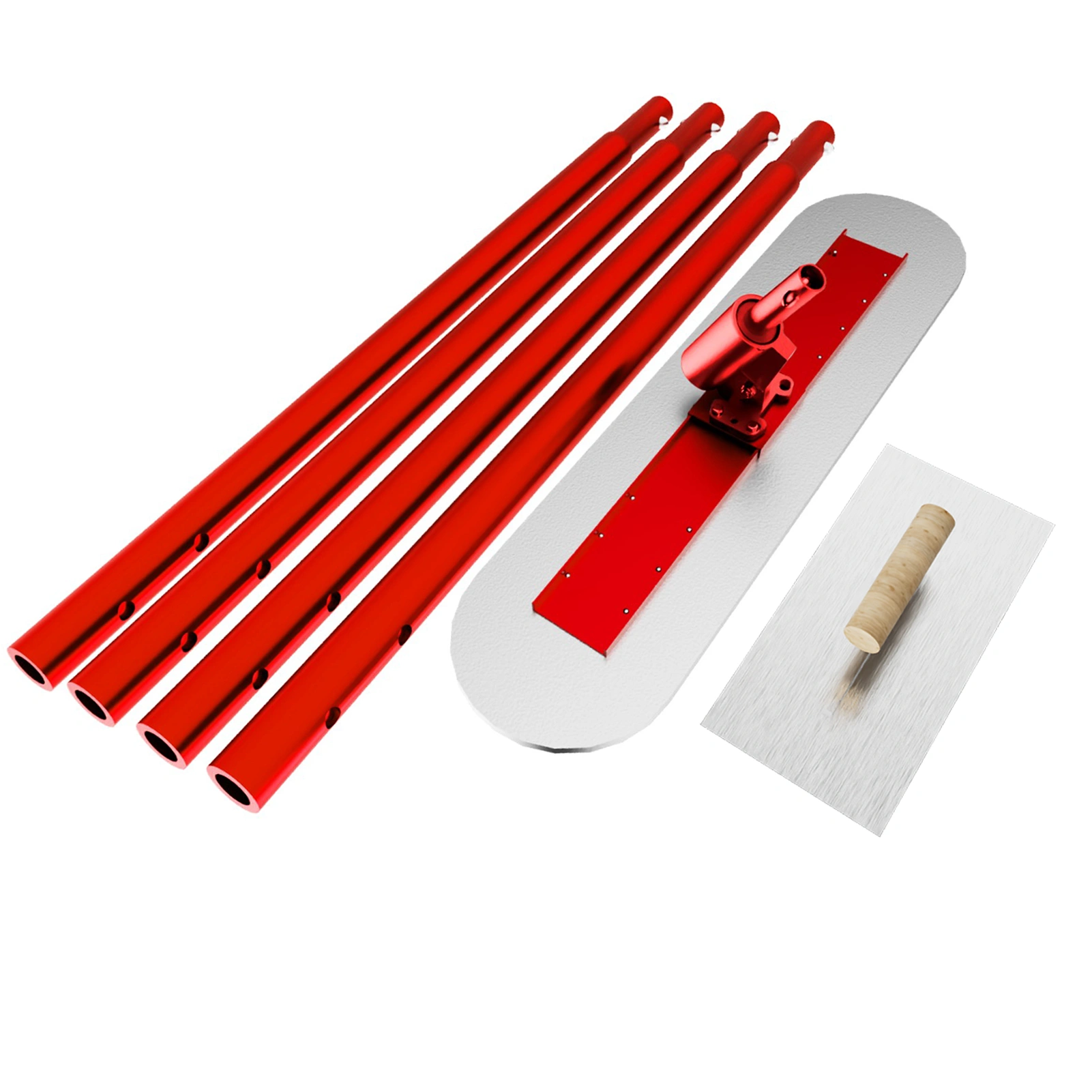 48" x 12" Concrete Bull Float, Stainless Steel with 4 Combinable Handles & Trowel, Concrete Finishing Tool Kit