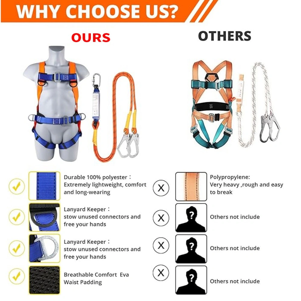 Professional 450kg Climbing Safety Harness with Rope for Tree Care Full Body Harness Equipment view 4
