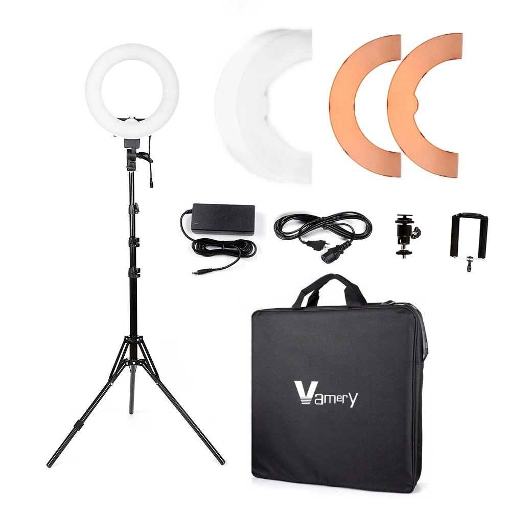 12 Inch LED Ring Light with 2m Light Stand UK Plug Studio Photography Silver