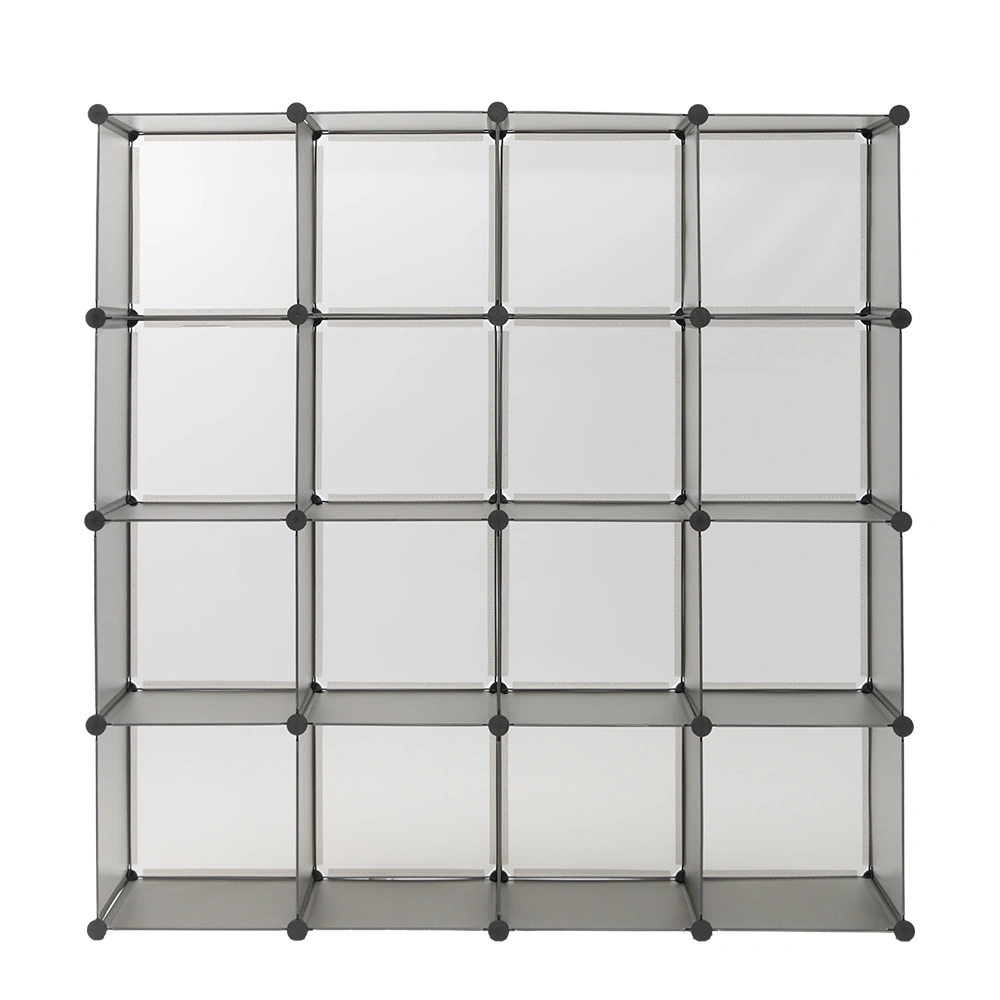 16-Cube Storage Organizer, Gray Bookshelf & Closet Cube Shelves, Modular Bookcase & Storage Cubes