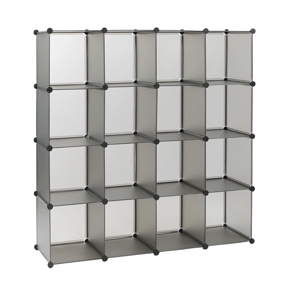 16-Cube Storage Organizer, Gray Bookshelf & Closet Cube Shelves, Modular Bookcase & Storage Cubes view 3