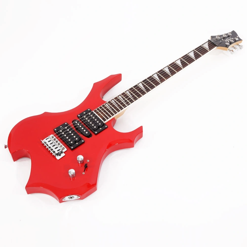 Flame Shaped Electric Guitar 20W HSH Pickup, Beginner Guitar Set with Bag Strap Picks Cable Wrench Tool - Red view 4
