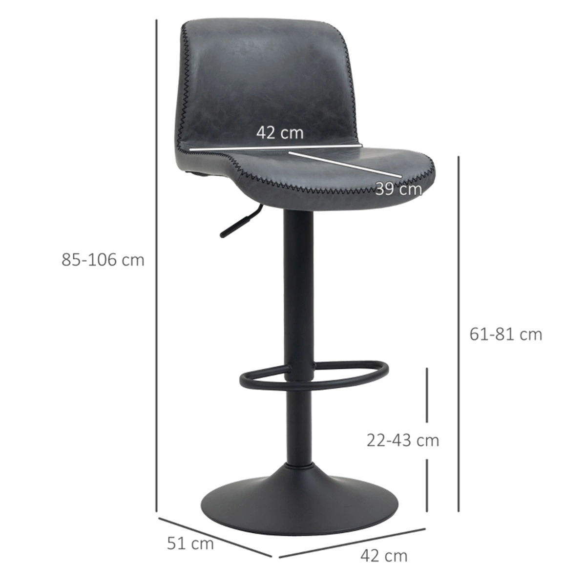 24 Inch Bar Stools Set of 2, Contemporary Dining Chair with Tufted Backrest, Swivel Office Chair for Kitchen Counter, Gray Velvet view 2