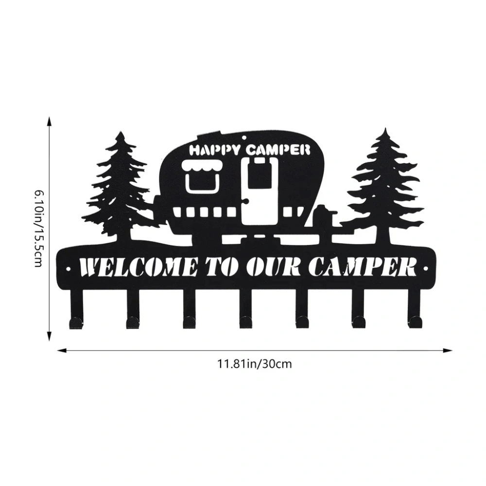 CIFbuy Wall Decor with Rustic Metal Camper Key Holder: 7 Sturdy Hooks and a Charming Pine Tree Pattern, Ideal for Enhancing Campe(TikTok/temu self-pickup orders) view 7