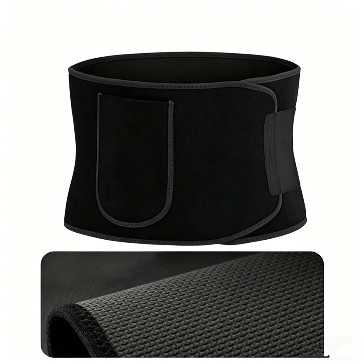 Waist Trimmer Belt with Phone Pocket - Sweat Waist Trainer for Workout, Running & Gym - Black