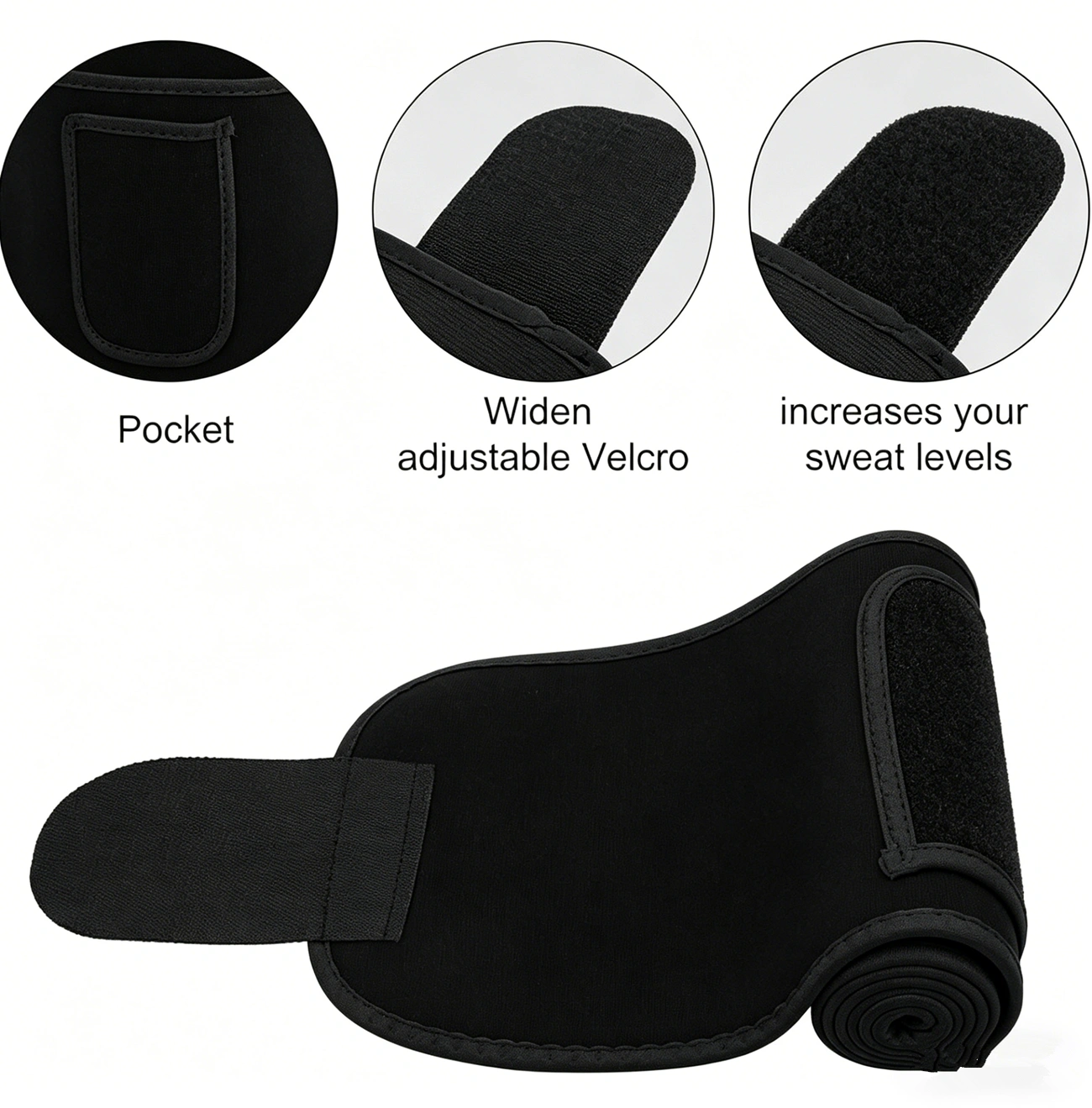 Waist Trimmer Belt with Phone Pocket - Sweat Waist Trainer for Workout, Running & Gym - Black view 4