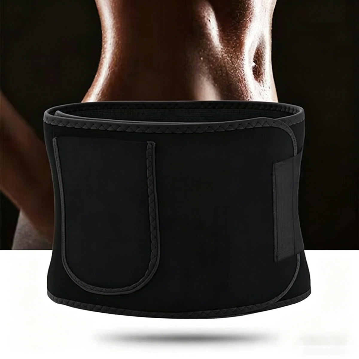 Waist Trimmer Belt with Phone Pocket - Sweat Waist Trainer for Workout, Running & Gym - Black view 5