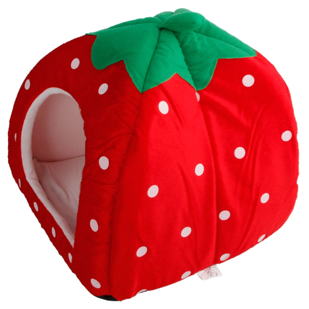 Soft Cotton Strawberry Pet House Nest Yurt for Dogs Cats, Multi-Purpose Bed, Size M, Bright Red