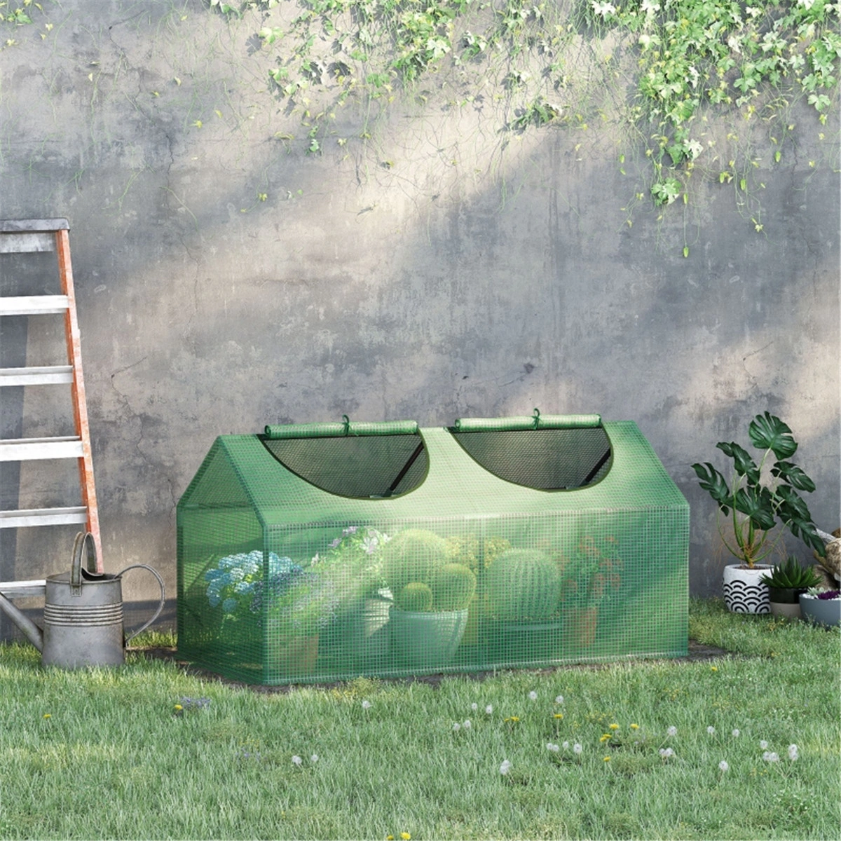 Mini Walk-in Greenhouse Tent, Portable Cold Frame Garden Plant Protector, UV Resistant Polyethylene Cover with Zipper Door