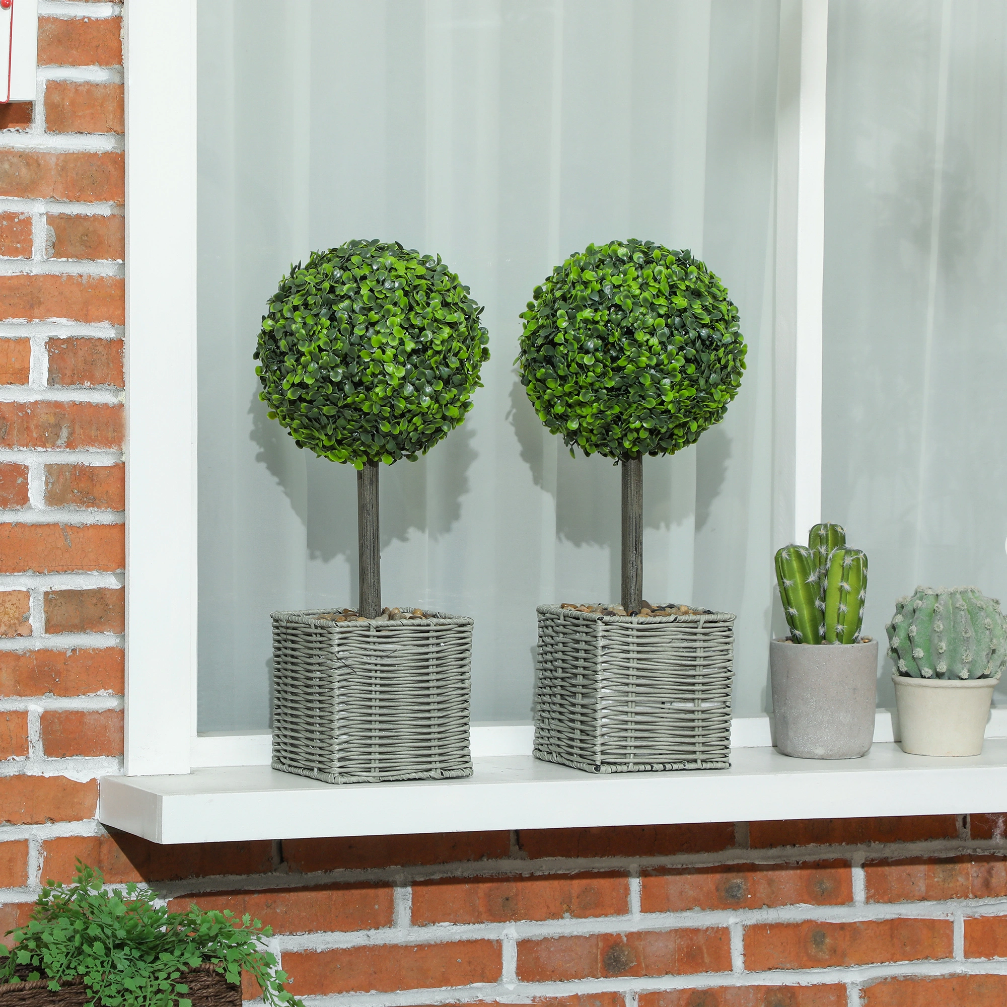 Artificial Plant Fake Flower Potted Silk Foliage Home Office Décor Indoor Outdoor Garden Living Room Shelves Entryway