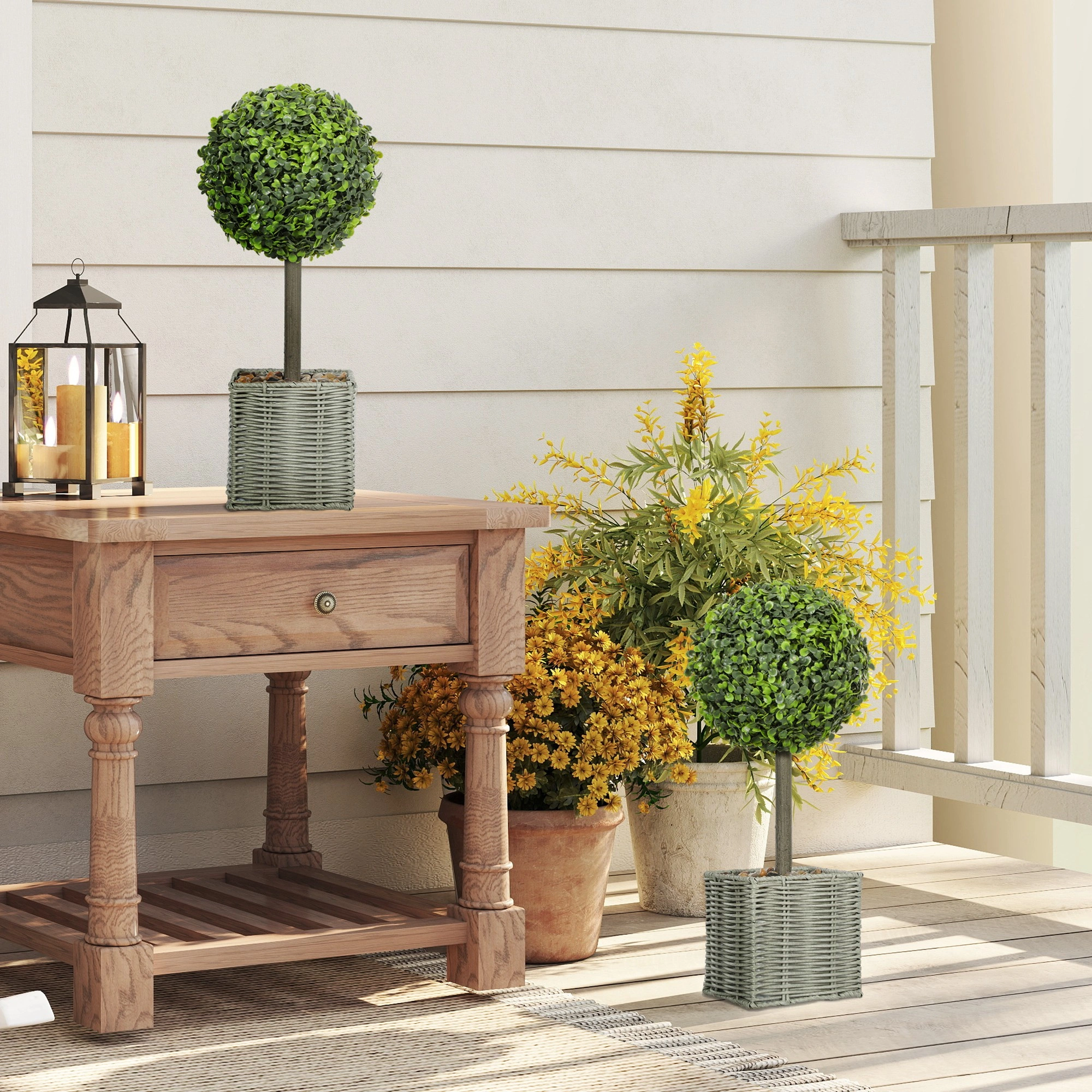 Artificial Plant Fake Flower Potted Silk Foliage Home Office Décor Indoor Outdoor Garden Living Room Shelves Entryway view 2