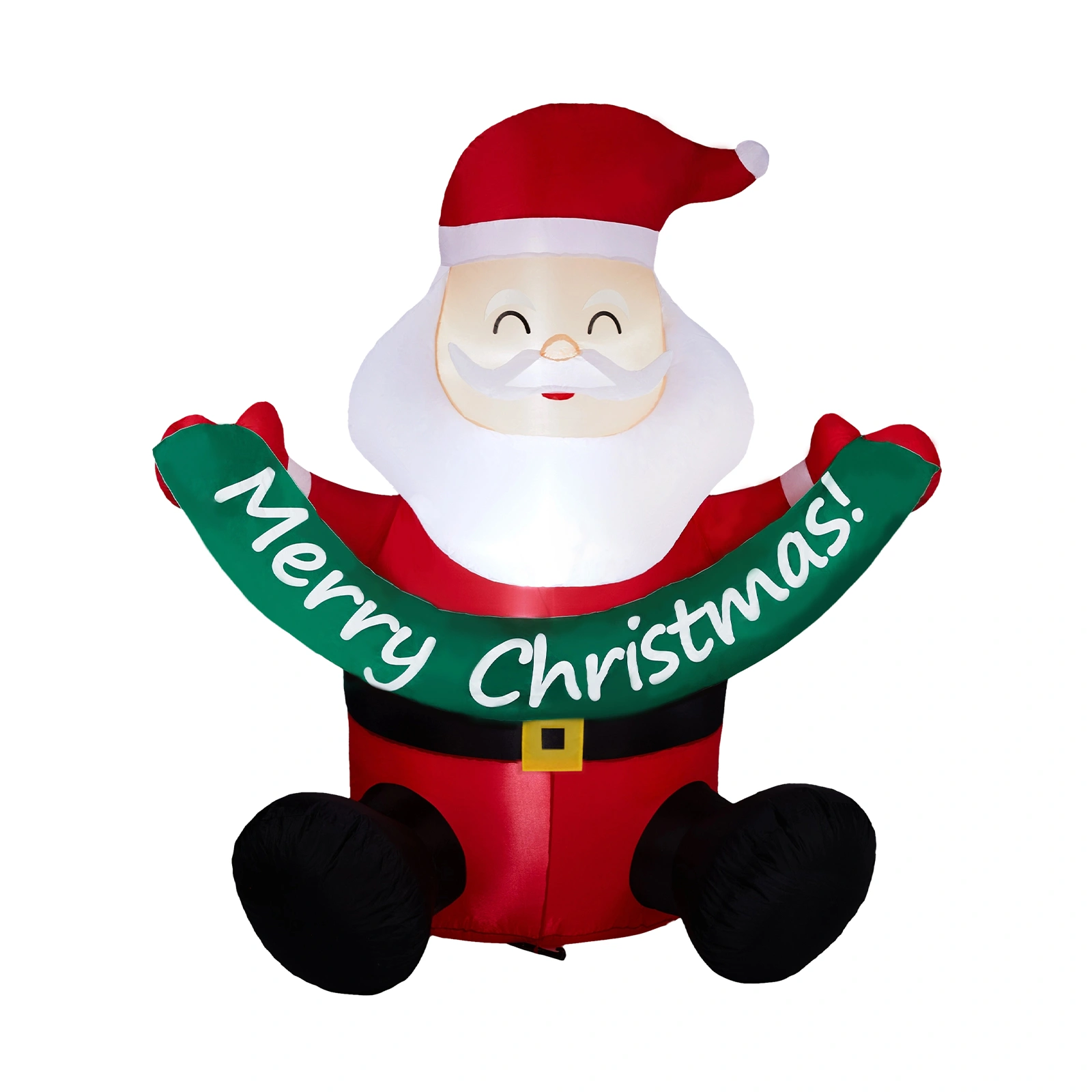75M Lighted Christmas Inflatable Santa Claus Holding Banner, Built-in LED Blow Up Yard Lawn Garden Decoration for Holiday