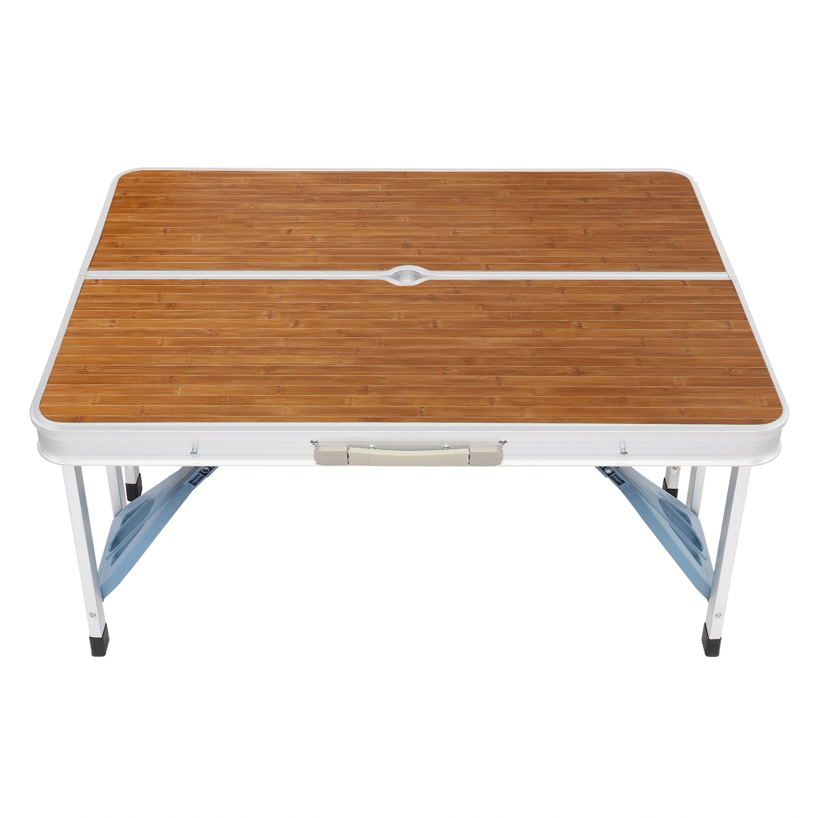136*85.5*67cm 50kg Aluminum Alloy Table And Chair One Piece Camping One Piece Table And Chair Wood Grain Color view 13