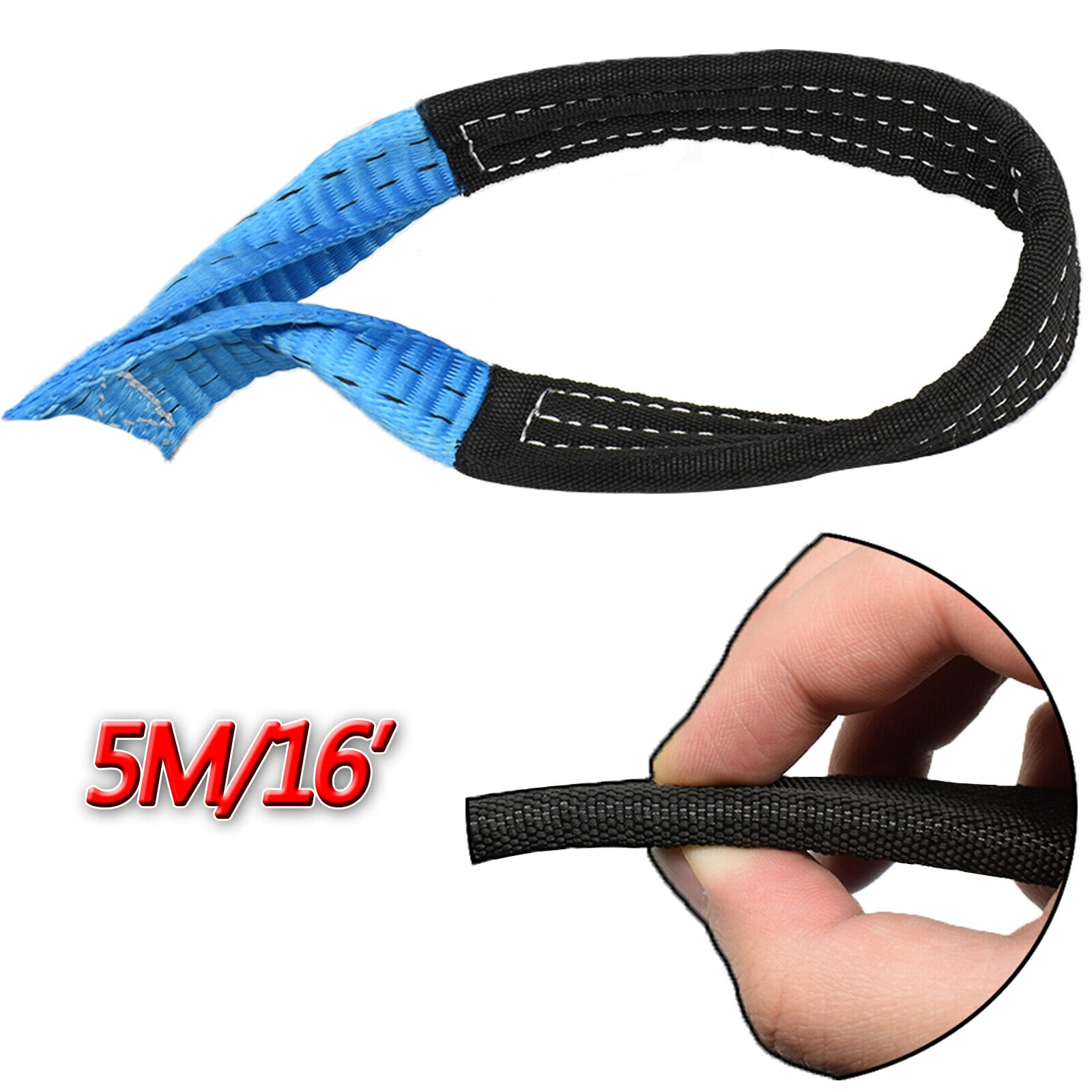 8T 16ft 5M Heavy Duty Tow Rope with 2 Shackles, Towing Pull Strap Road Recovery Chain view 3