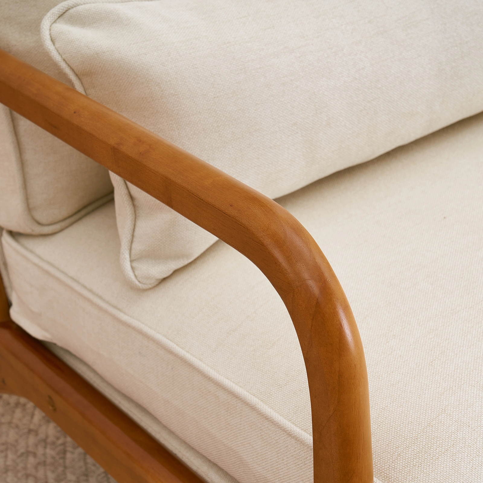 Oak Armrest Oak Upholstered Single Lounge Chair Indoor Lounge Chair Off-White view 28