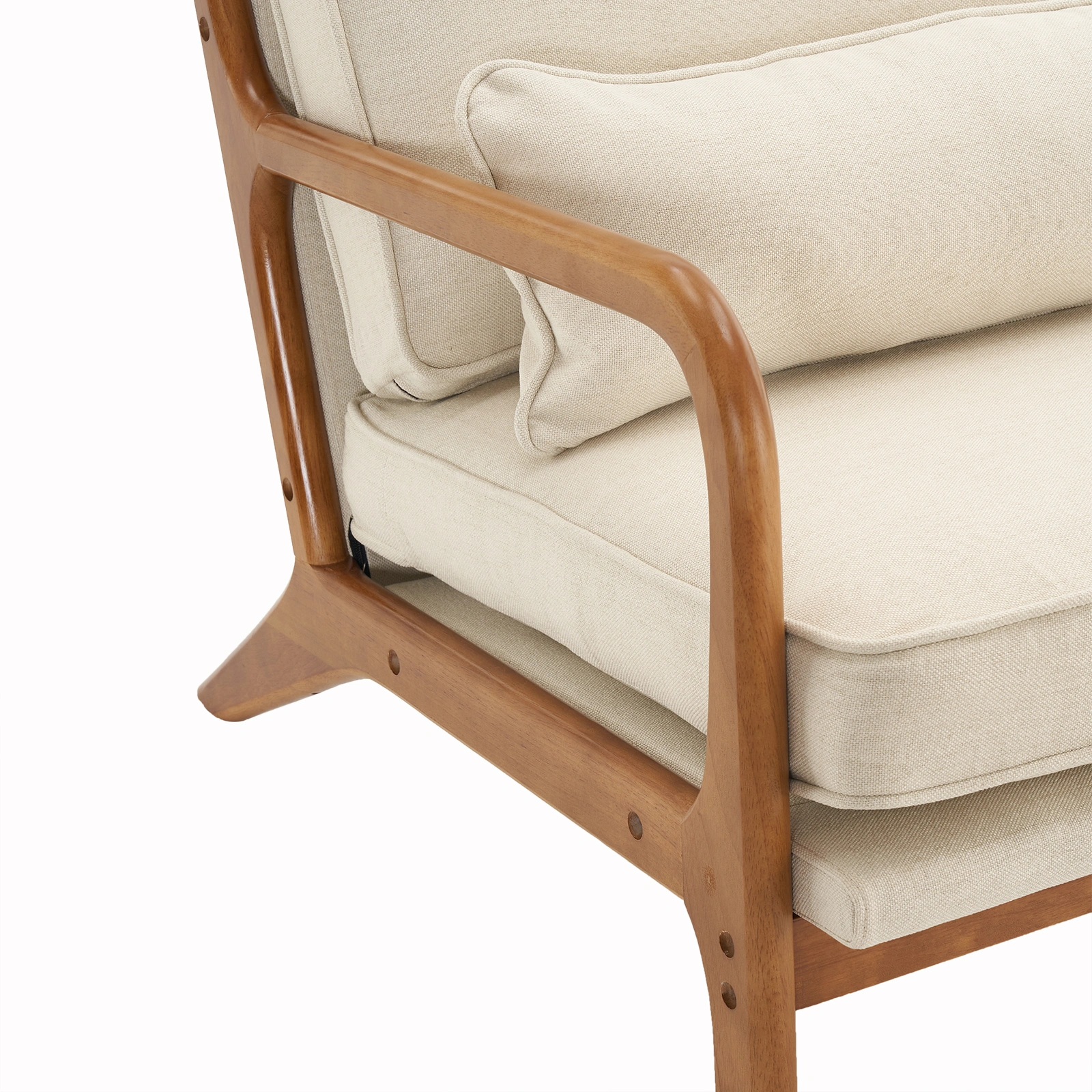 Oak Armrest Oak Upholstered Single Lounge Chair Indoor Lounge Chair Off-White view 9