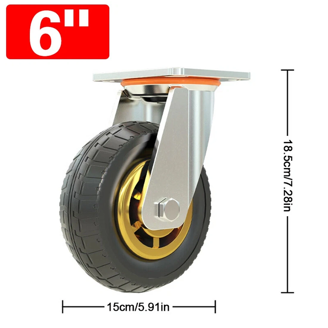 4x 150mm Heavy Duty Swivel Caster Wheels - 300kg Load Capacity, 2 Brakes, Industrial Grade Castors view 3