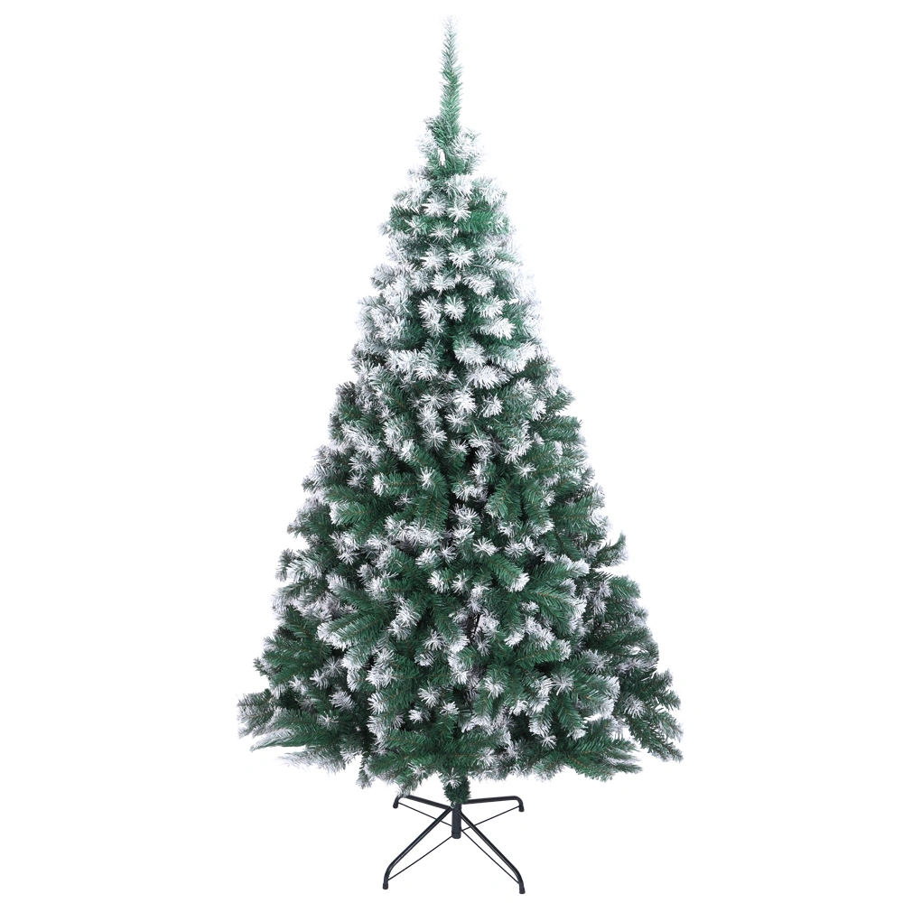 7FT Spray White PVC Artificial Christmas Tree with 870 Branches - Full Pre-Lit Holiday Tree