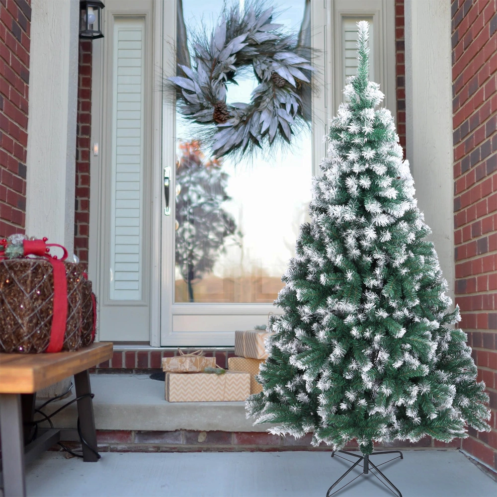 7FT Spray White PVC Artificial Christmas Tree with 870 Branches - Full Pre-Lit Holiday Tree view 22