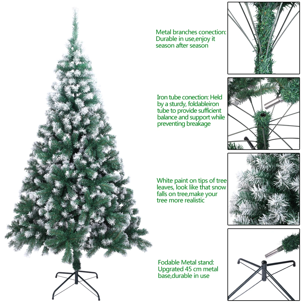 7FT Spray White PVC Artificial Christmas Tree with 870 Branches - Full Pre-Lit Holiday Tree view 3